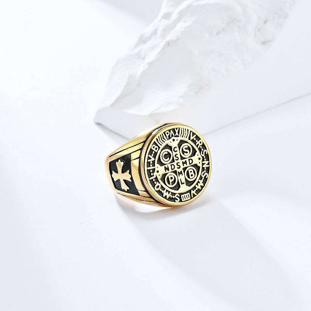 Gothic Kreuz Ring - Edelstahl Männerschmuck mit Okkultem Design - Punk & Rock Accessoire