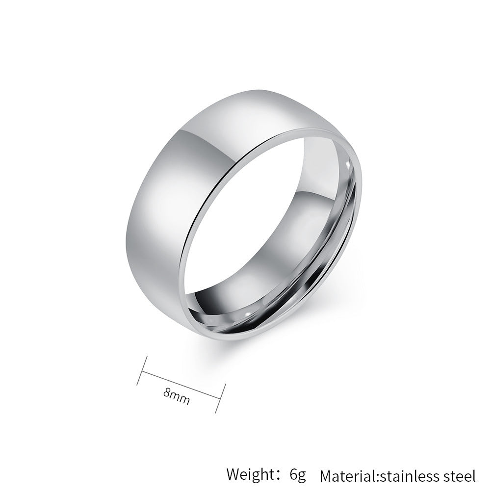 Schlichter Titanstahl Ring - Hochwertig glänzend in Schwarz & Stahlfarben - 18K Gold Beschichtung - Unisex Design - Edler Schmuck für Damen & Herren