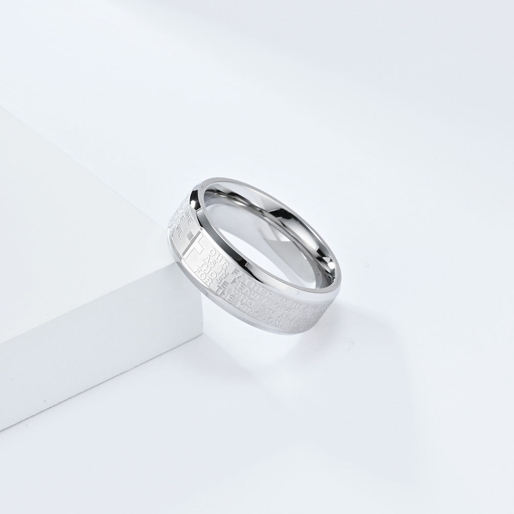 Bibelvers Ring für Männer - Edelstahl Kreuz Design - Christlicher Symbolschmuck