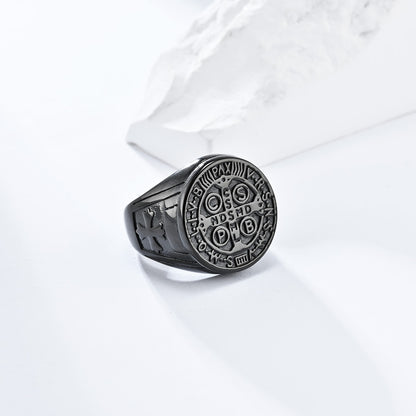Gothic Kreuz Ring - Edelstahl Männerschmuck mit Okkultem Design - Punk & Rock Accessoire