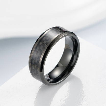 Titanstahl Ring mit Carbonfaser - Moderner Männerschmuck - Leichter & Hochfester Herrenring