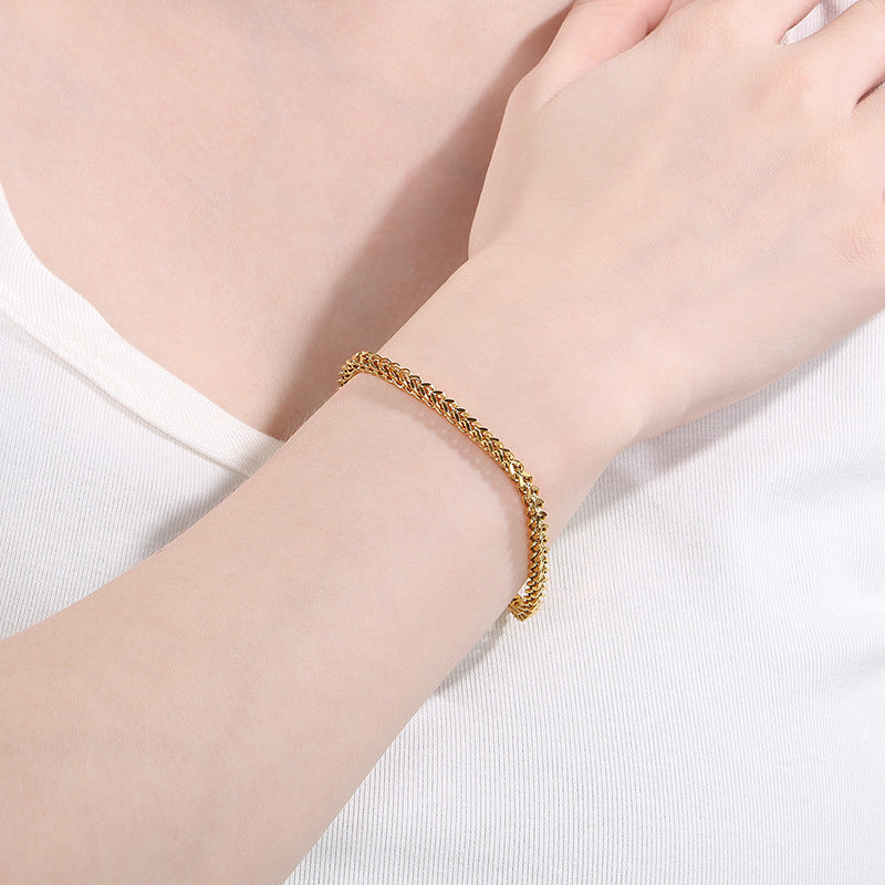 Minimalistische Kubaketten-Armbänder für Paare – Mit strukturiertem Wirbelmuster und Hochglanzschliff