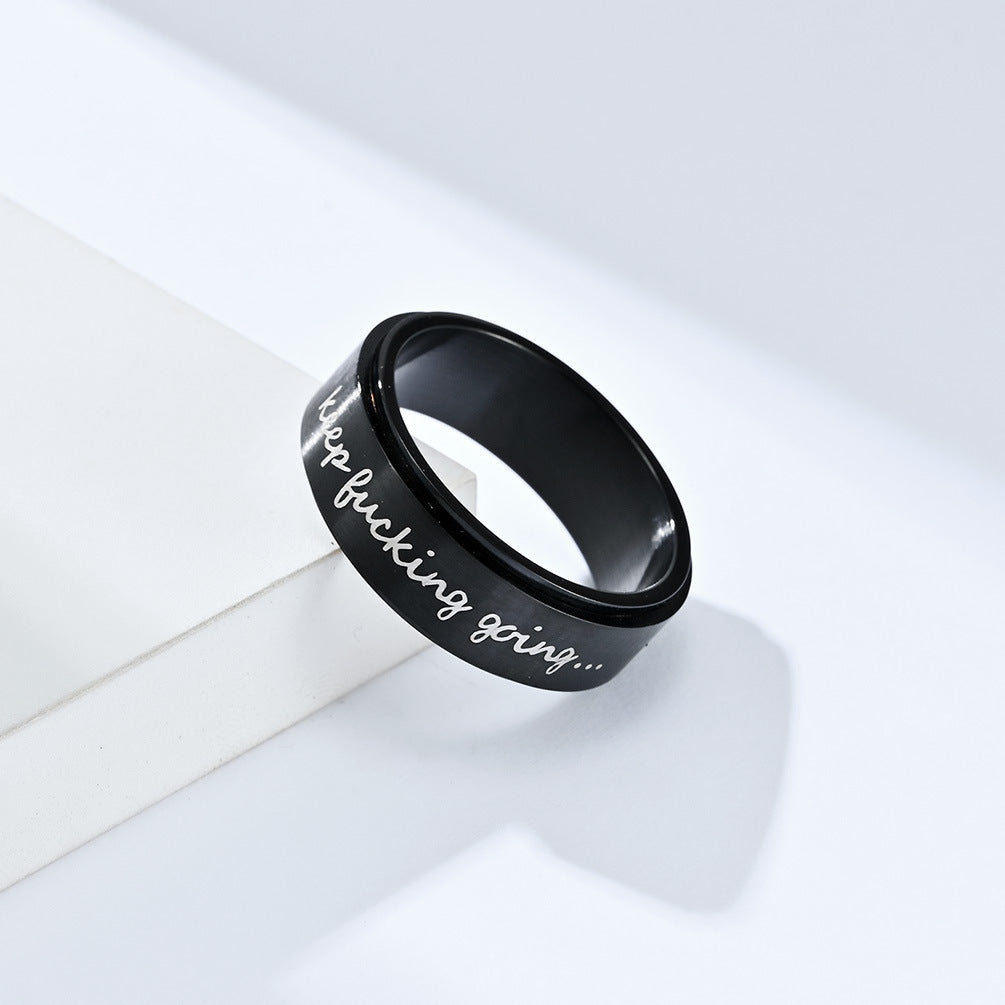 Motivring ,Keep Fucking Going' - Drehbarer Titan Ring - Rebellischer Spruchschmuck