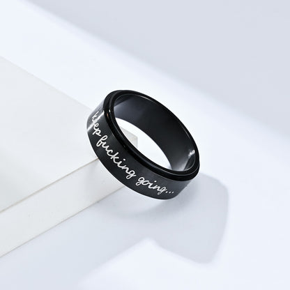 Motivring ,Keep Fucking Going' - Drehbarer Titan Ring - Rebellischer Spruchschmuck
