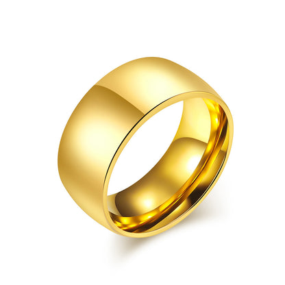 Schlichter Titanstahl Ring - Hochwertig glänzend in Schwarz & Stahlfarben - 18K Gold Beschichtung - Unisex Design - Edler Schmuck für Damen & Herren
