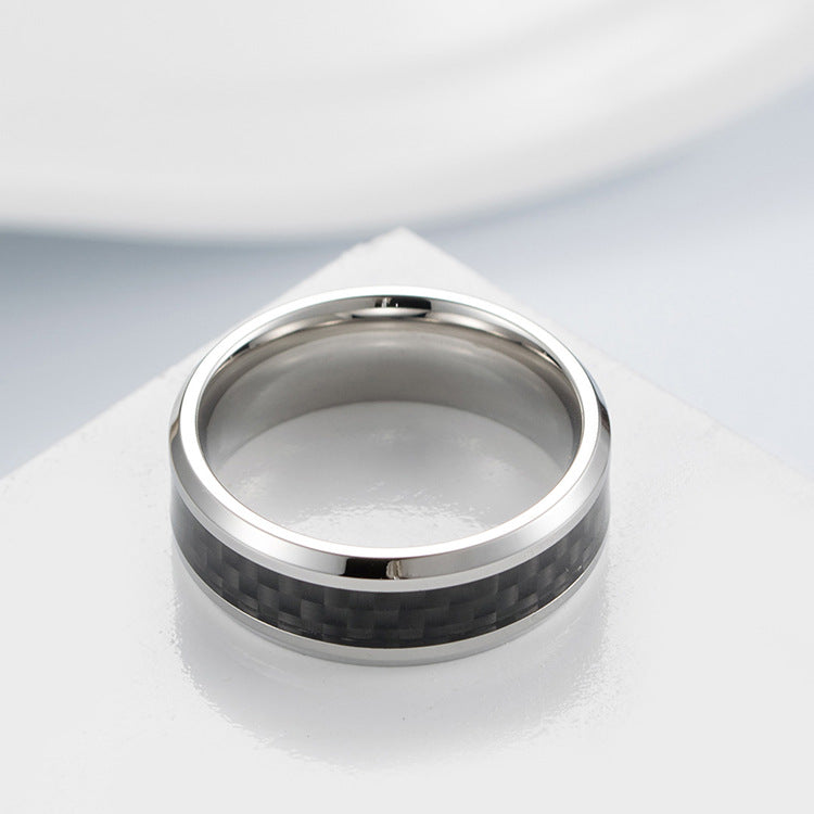 Titanstahl Ring mit Carbonfaser - Moderner Männerschmuck - Leichter & Hochfester Herrenring
