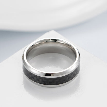 Titanstahl Ring mit Carbonfaser - Moderner Männerschmuck - Leichter & Hochfester Herrenring