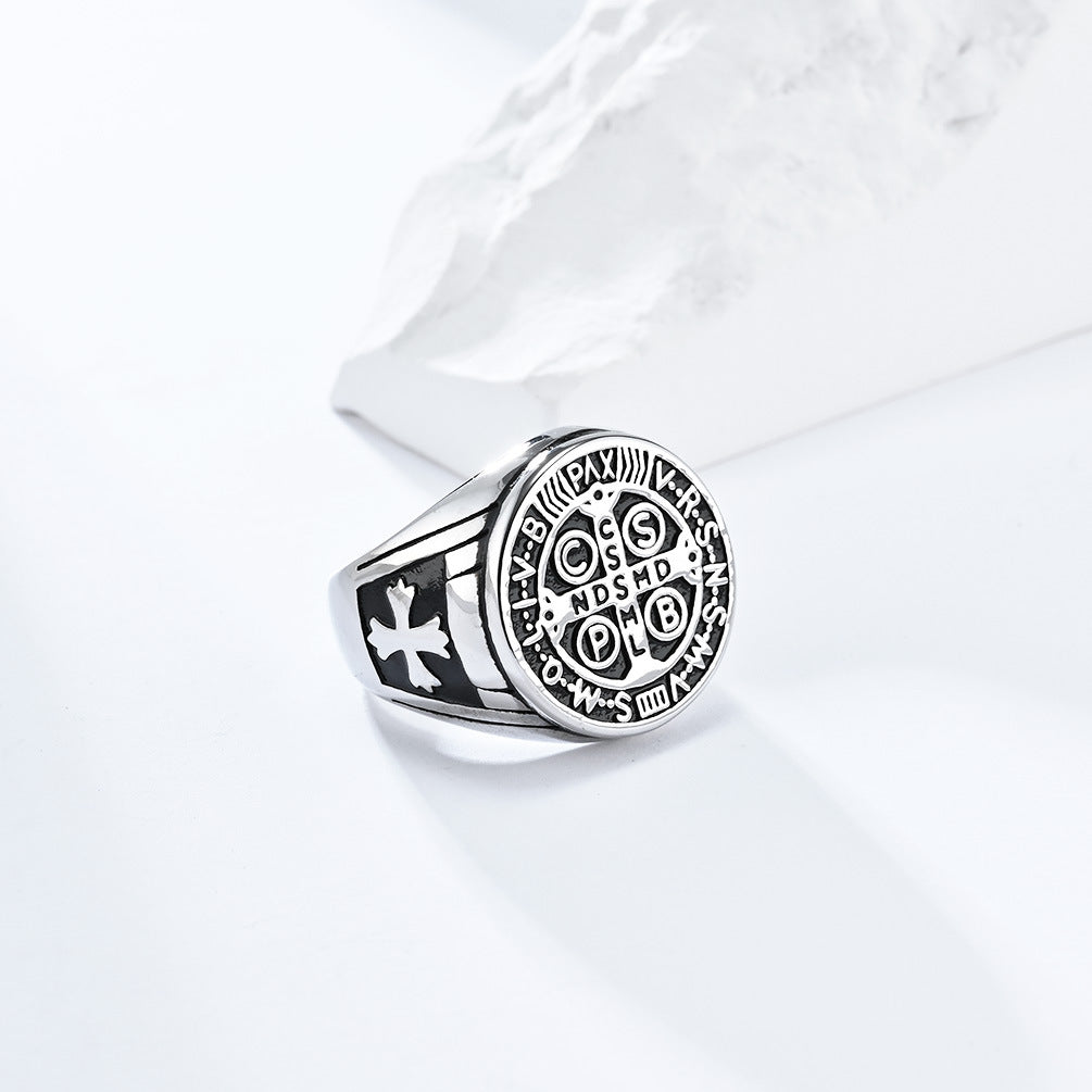 Gothic Kreuz Ring - Edelstahl Männerschmuck mit Okkultem Design - Punk & Rock Accessoire