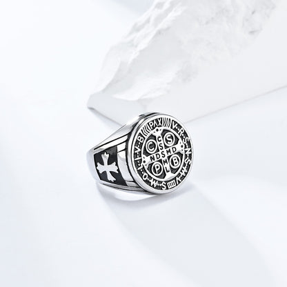 Gothic Kreuz Ring - Edelstahl Männerschmuck mit Okkultem Design - Punk & Rock Accessoire