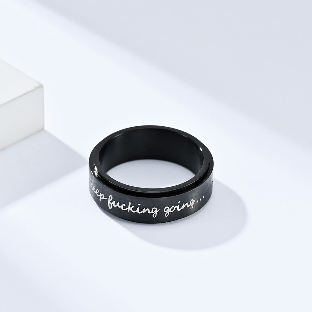 Motivring ,Keep Fucking Going' - Drehbarer Titan Ring - Rebellischer Spruchschmuck
