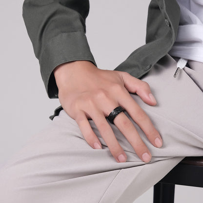 Dämonen-Auge Titanring für Herren | Drehbarer Anti-Stress-Ring - 316L Edelstahl im Vintage-Design