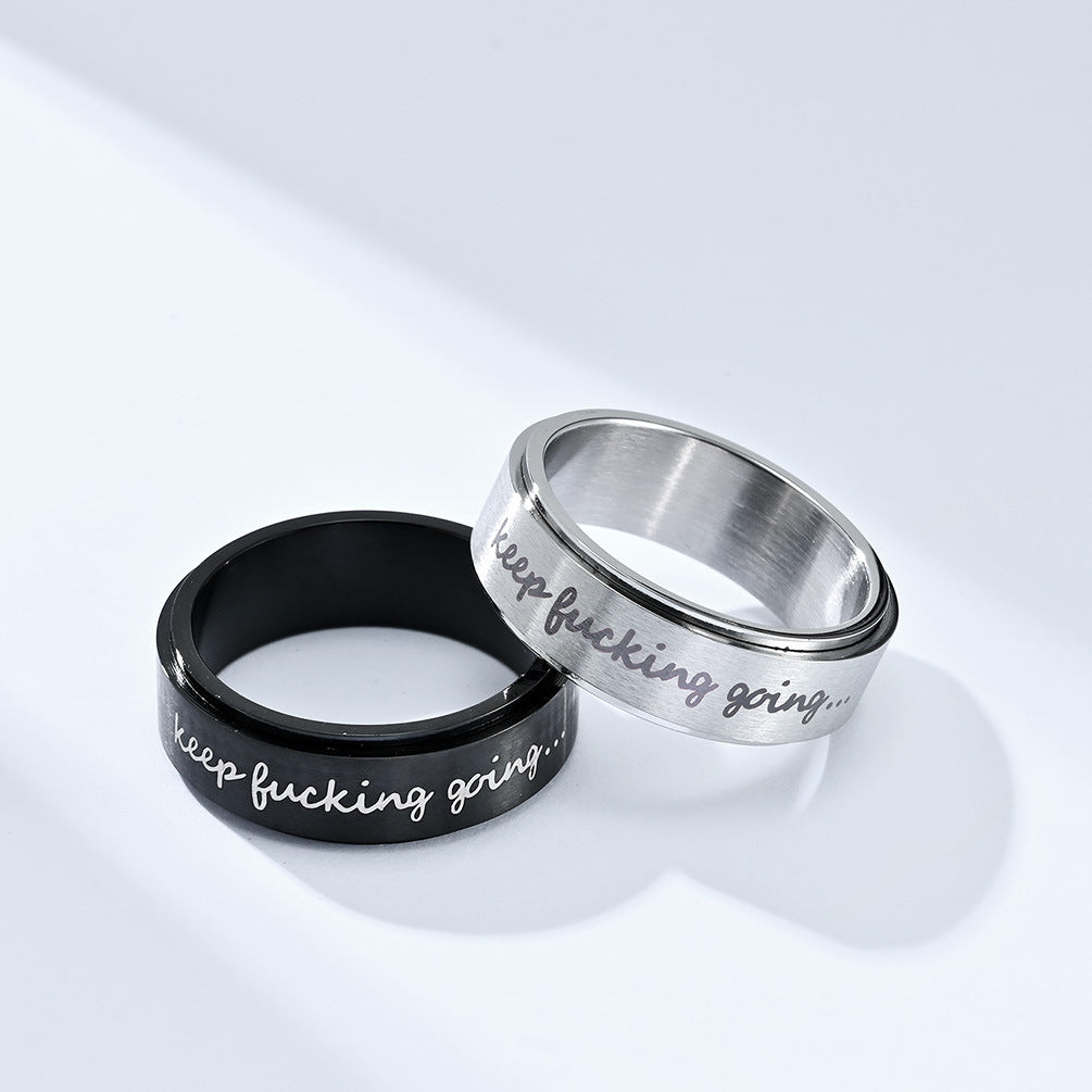 Motivring ,Keep Fucking Going' - Drehbarer Titan Ring - Rebellischer Spruchschmuck