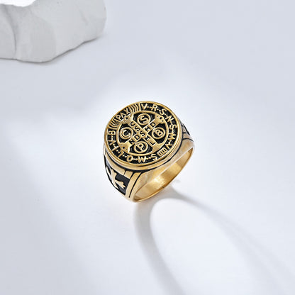 Gothic Kreuz Ring - Edelstahl Männerschmuck mit Okkultem Design - Punk & Rock Accessoire
