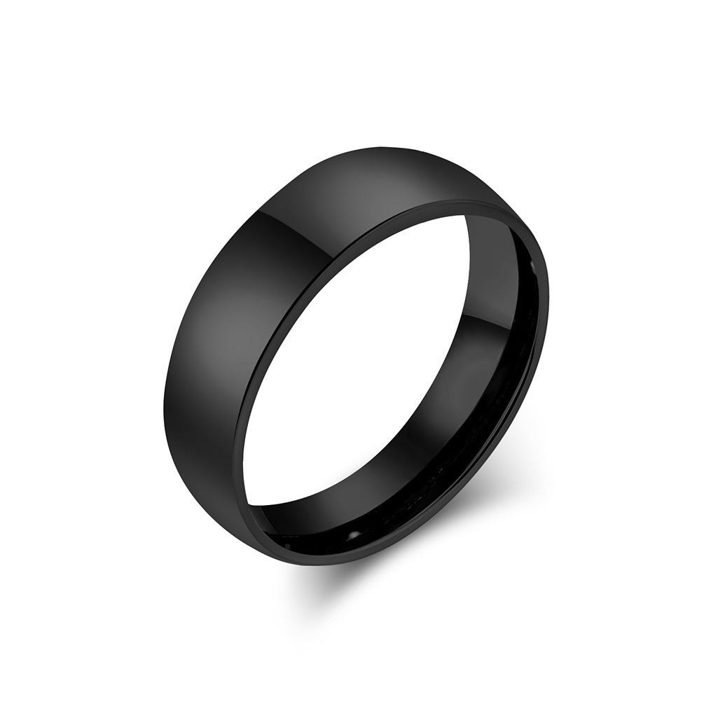 Schlichter Titanstahl Ring - Hochwertig glänzend in Schwarz & Stahlfarben - 18K Gold Beschichtung - Unisex Design - Edler Schmuck für Damen & Herren
