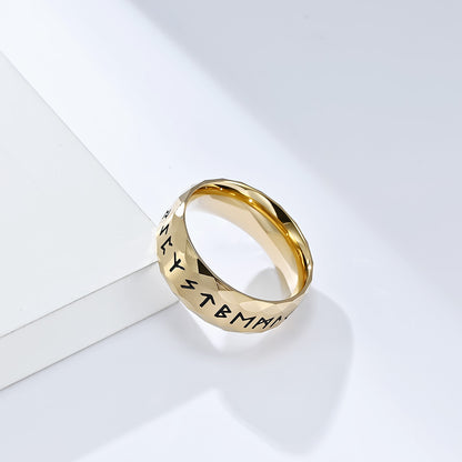 Wikinger Ring mit Runen - Titanstahl Herrenring im Vintage Design - Nordischer Männerschmuck - Keltischer Symbolring