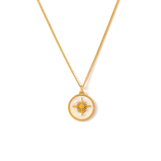 Vintage-Stern-Anhänger mit Muschelmotiv – Edelstahlkette in 18k Gold oder Silber