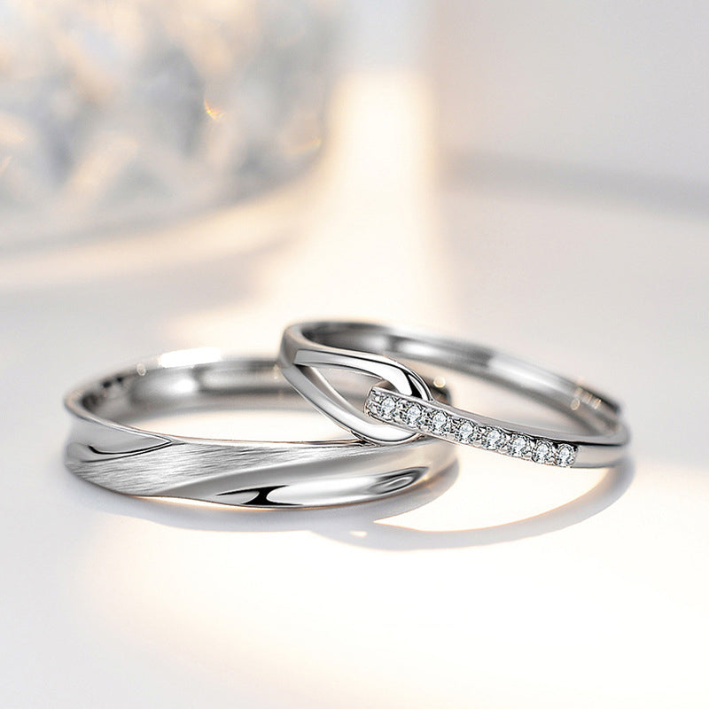 S925 Sterling Silber 'Rupert’s Träne' Paarringe - Rhodinierte Weißgold-Optik mit funkelnden Zirkonia-Steinen