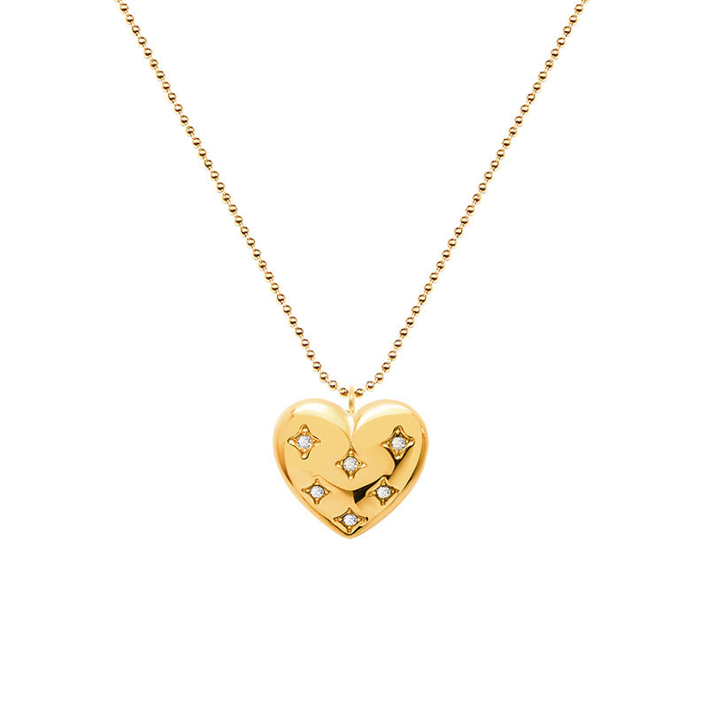 Romantische Herz-Anhängerkette mit funkelnden Zirkonia – Verstellbar in Gold oder Silber