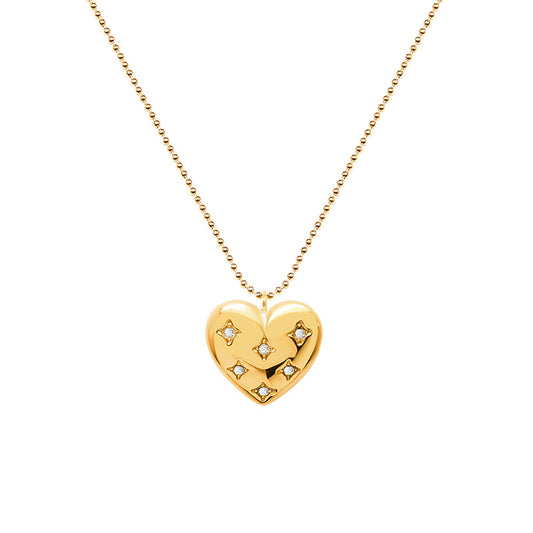 Romantische Herz-Anhängerkette mit funkelnden Zirkonia – Verstellbar in Gold oder Silber