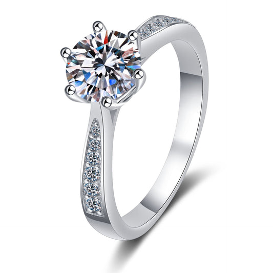 Sechskrallen-Zirkonia Ring mit Mikrofasung – 6,5mm|8mm – 925er Sterlingsilber rhodiniert