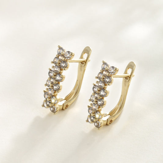 14K Vergoldete Blumen-Ohrstecker mit Zirkonia | Kupferlegierung | 1,7 cm