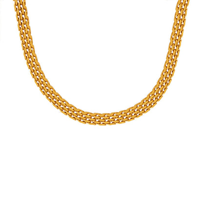 Retro geflochtene Edelstahlkette | Hochglanz-Silberoptik oder 18k Gold (2 Farben)