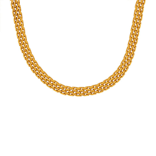 Retro geflochtene Edelstahlkette | Hochglanz-Silberoptik oder 18k Gold (2 Farben)