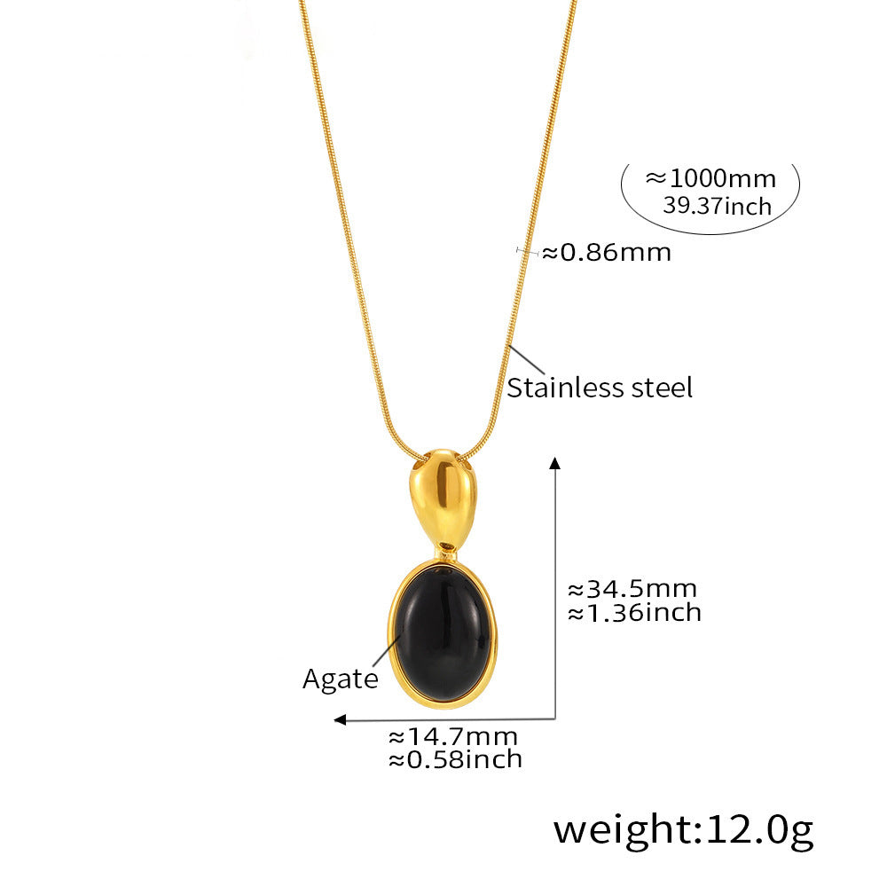 Lange Oval-Kette mit Tigerauge & schwarzem Onyx – 18K Echtgold-Vergoldung oder Edelstahl-Optik (wahlweise)