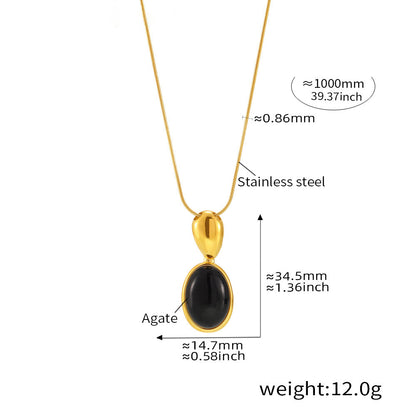 Lange Oval-Kette mit Tigerauge & schwarzem Onyx – 18K Echtgold-Vergoldung oder Edelstahl-Optik (wahlweise)