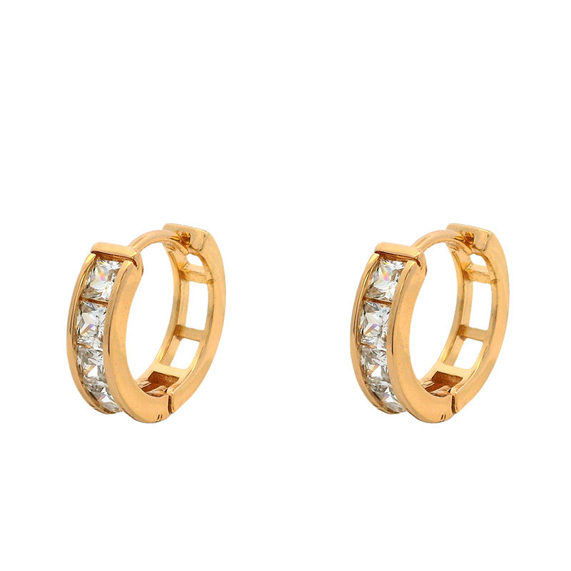 Quadratische Zirkonia Ohrclips - 18K vergoldete Kupferlegierung (1,5 cm)