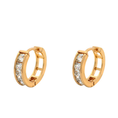 Quadratische Zirkonia Ohrclips - 18K vergoldete Kupferlegierung (1,5 cm)