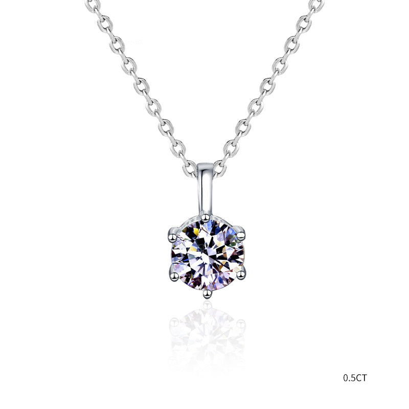 Moissanit-Anhängerkette | 0.5ct/1ct wählbar - 925 Sterlingsilber mit Rhodium-Plattierung