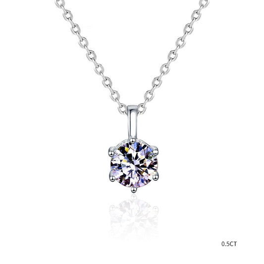 Moissanit-Anhängerkette | 0.5ct/1ct wählbar - 925 Sterlingsilber mit Rhodium-Plattierung