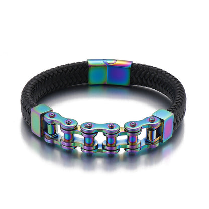 Herren Armband aus Edelstahlkette & geflochtenem Leder – Robust & Stilvoll