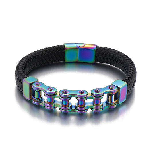 Herren Armband aus Edelstahlkette & geflochtenem Leder – Robust & Stilvoll