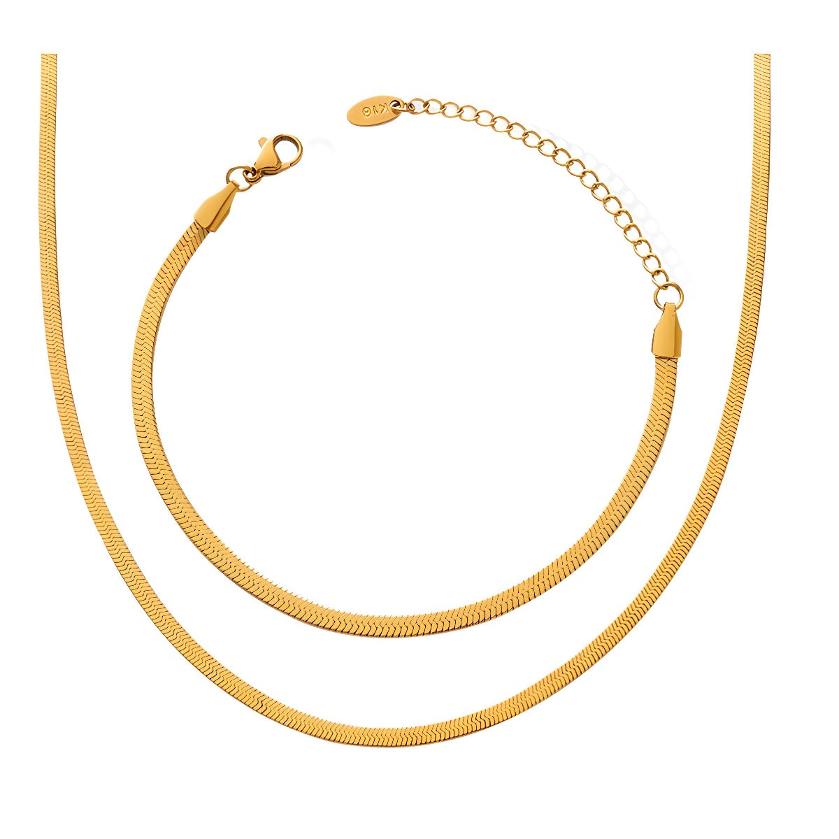 Minimalistische Kettenglieder Halskette (Schlüsselbein & Classic) + Armband - Vergoldet & Edelstahl-Optik