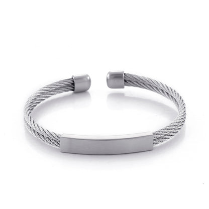 Offenes Herren-Armband aus Edelstahl – Geflochtenes Drahtseil mit Twisted-Look