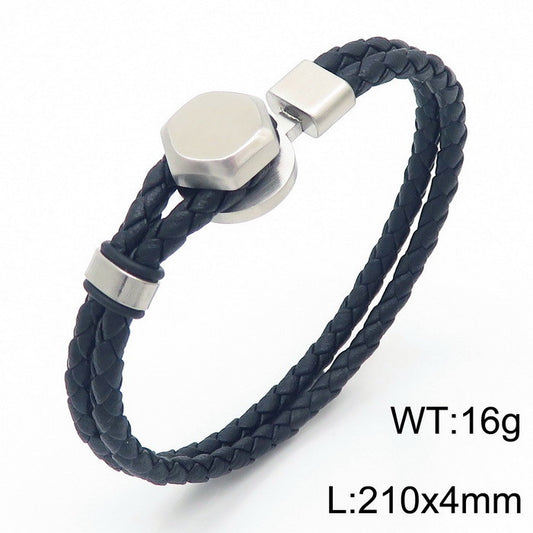 Retro Lederarmband mit Punkträgern – Doppelt geflochten & Individuell