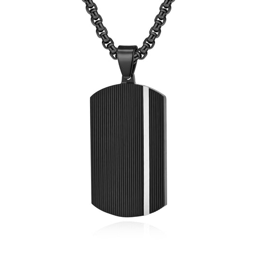 Wellenförmiges Dog-Tag Herrenkette | 316L Edelstahl mit Schwarz-Roségold-Optik