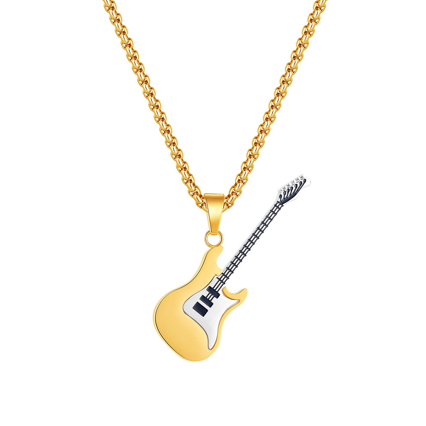 Hip-Hop Gitarren-Anhänger Straßenstyle – Klassisches Titan-Halsband für Männer