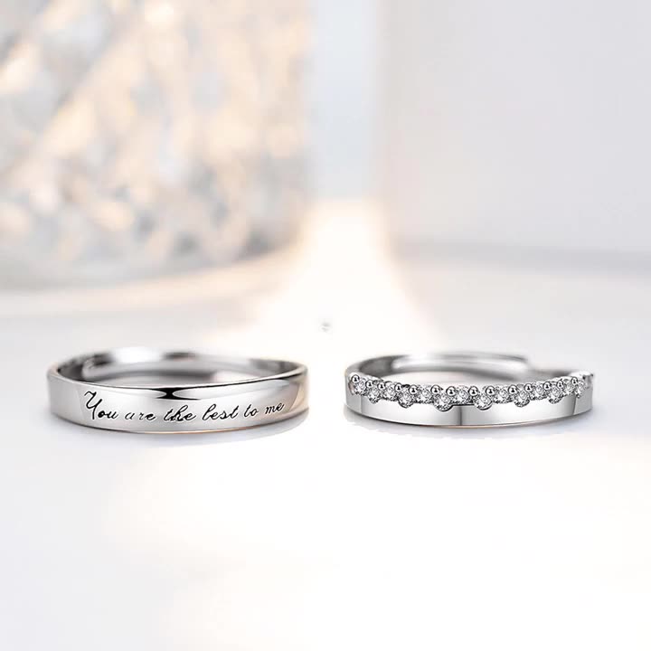 S925 Sterlingsilber 'You Are The Best To Me' Paarringe - Verstellbare Größe, rhodinierte Weißgold-Optik mit funkelnden Zirkonia-Steinen