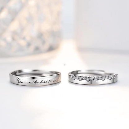 S925 Sterlingsilber 'You Are The Best To Me' Paarringe - Verstellbare Größe, rhodinierte Weißgold-Optik mit funkelnden Zirkonia-Steinen