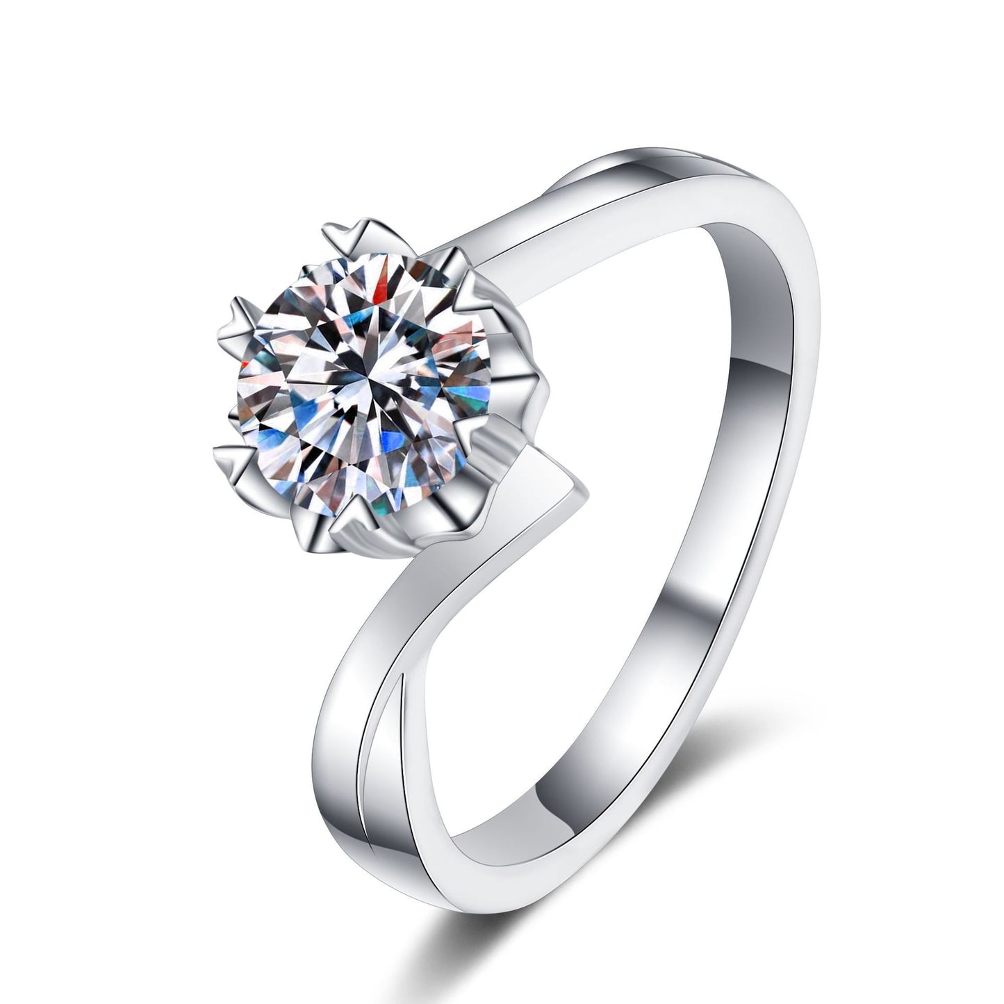 Schneeflocken-Zirkonia Ring mit Kabelband – 925er Silber rhodiniert | 5mm 6.5mm 8mm | Edles Damenschmuck Geschenk