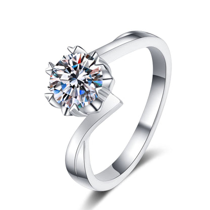 Schneeflocken-Zirkonia Ring mit Kabelband – 925er Silber rhodiniert | 5mm 6.5mm 8mm | Edles Damenschmuck Geschenk