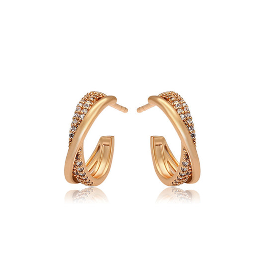 Verdrehte Kreuz-Ohrstecker 18K Gold vergoldet | Zirkonia Schmuck | Elegante Ohrringe