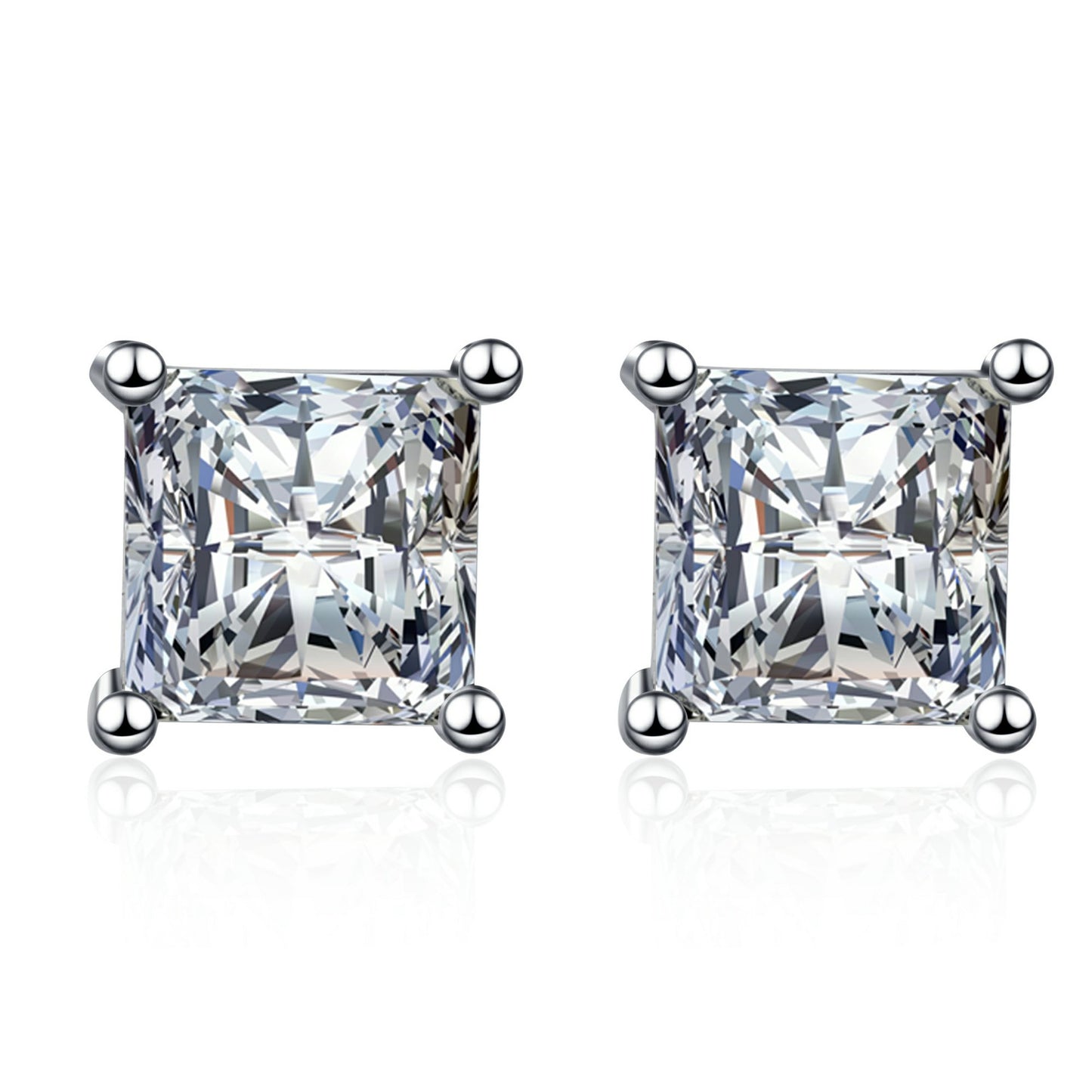 Quadratische Zirkonia Ohrstecker – 4,5mm|5,5mm|7mm – 925er Sterlingsilber rhodiniert