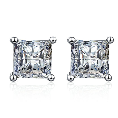 Quadratische Zirkonia Ohrstecker – 4,5mm|5,5mm|7mm – 925er Sterlingsilber rhodiniert