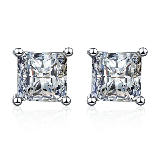 Quadratische Zirkonia Ohrstecker – 4,5mm|5,5mm|7mm – 925er Sterlingsilber rhodiniert