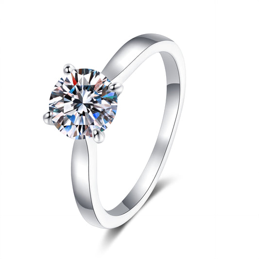 Vierkrallen-Zirkonia Ring (5mm|6.5mm|8mm) aus 925er Silber mit Rhodiumbeschichtung