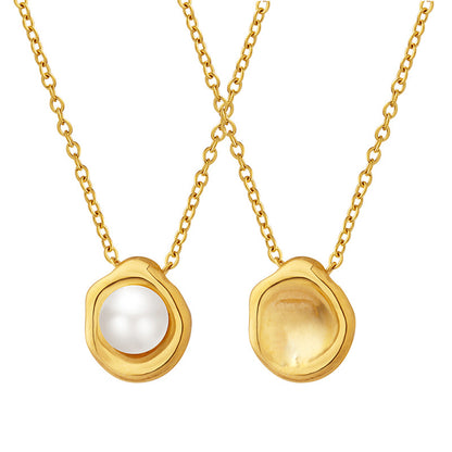 Muschelperlenkette aus Edelstahl | 18K Goldbeschichtet oder Hochglanz-Silberoptik